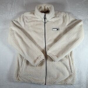 New Balance Jacket Women's Sz‎ XL Cream Fleece Comfort Classic Full Zip Fuzzy